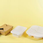 Packaging - a person holding a box and two take out containers